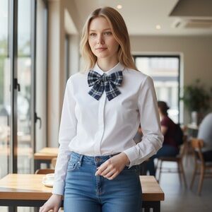 Elegant Navy Plaid Adjustable Bow